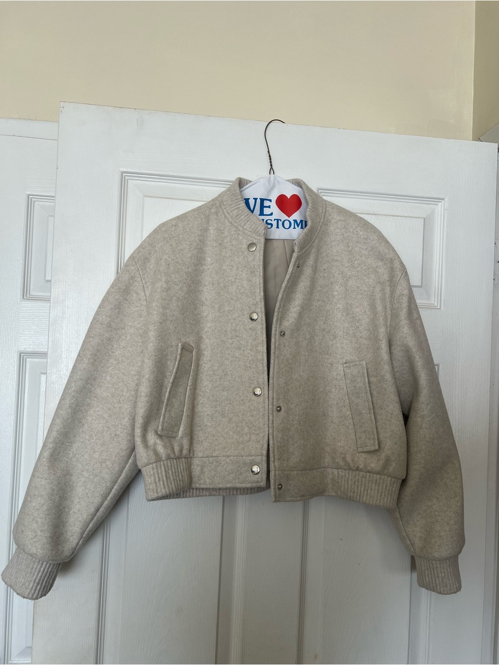 Zara Women’s Cream Suede Bomber Jacket, Size Small